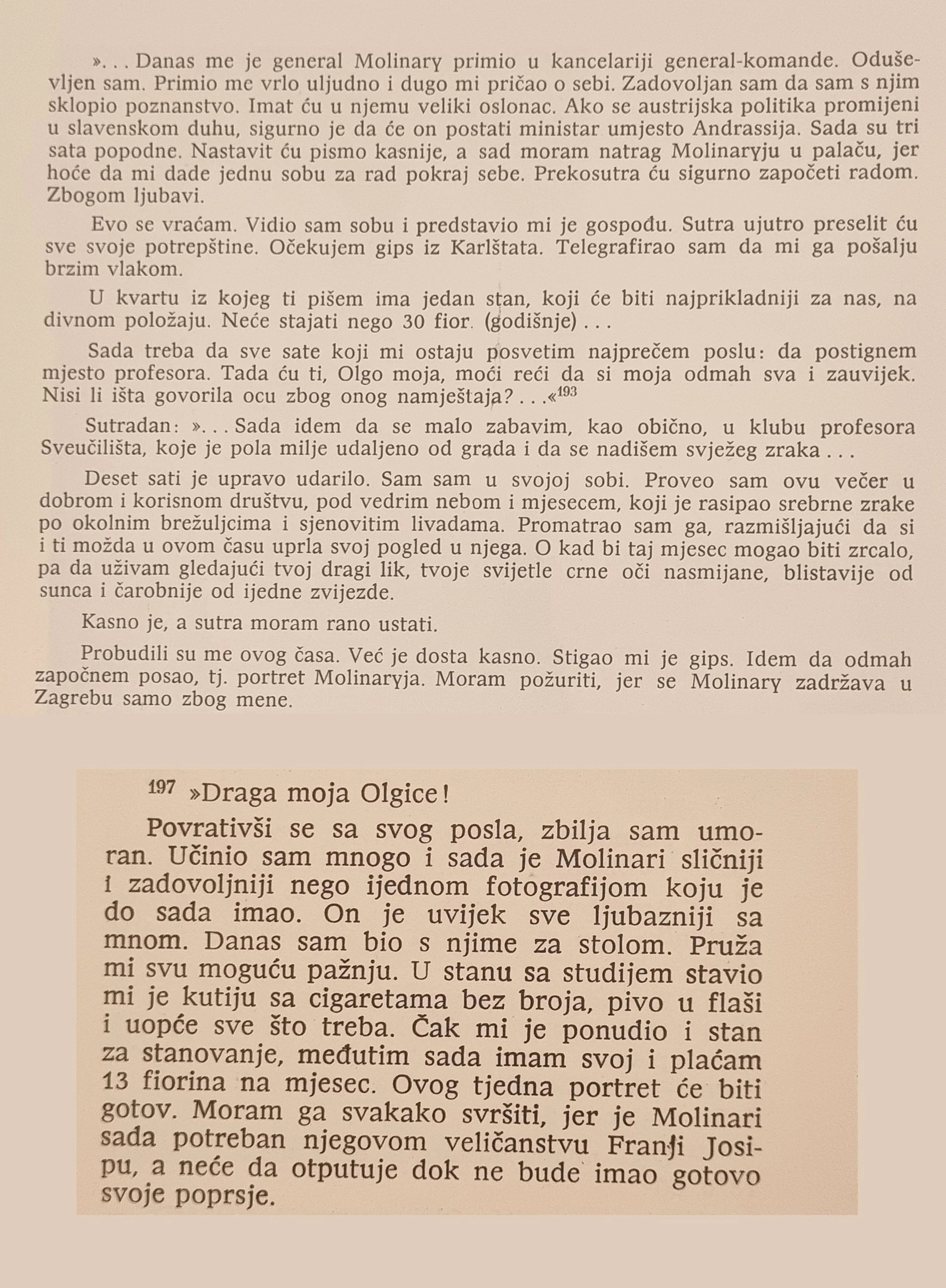 Ulomak iz pisma Ivana Rendića njegovoj zaručnici Olgici