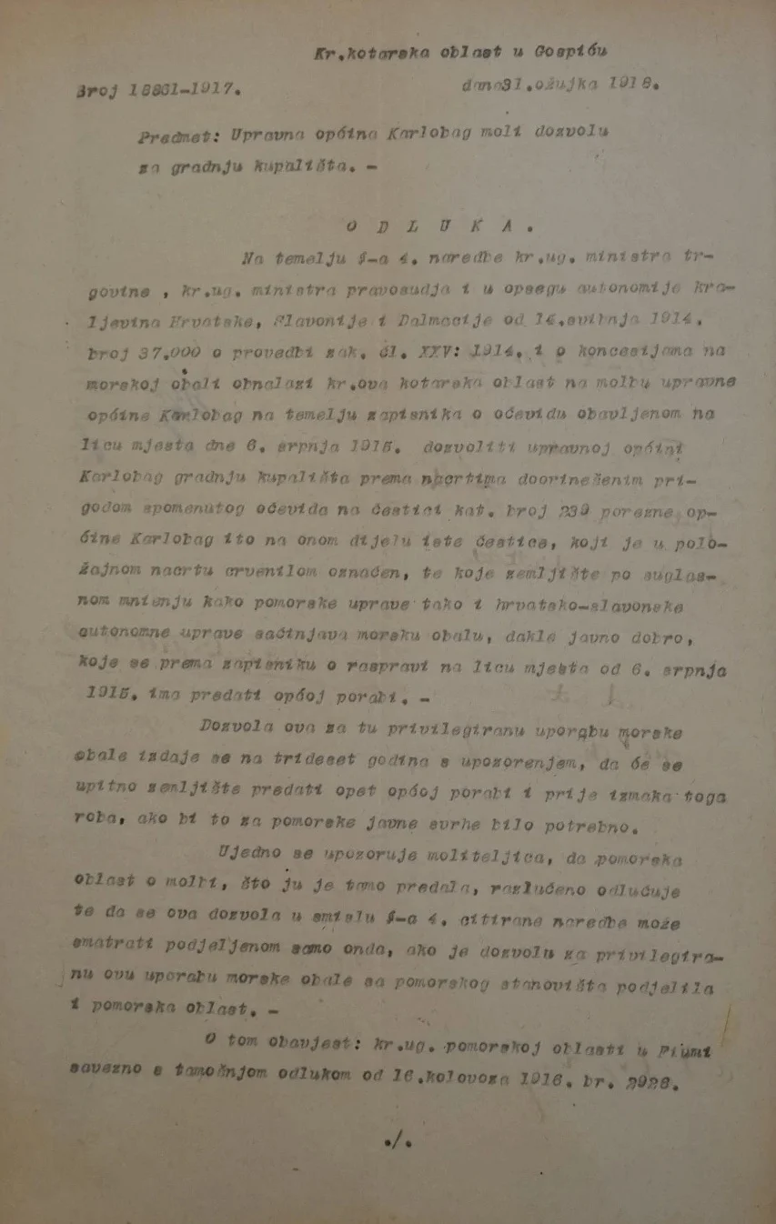 Permit to build the bathing facility