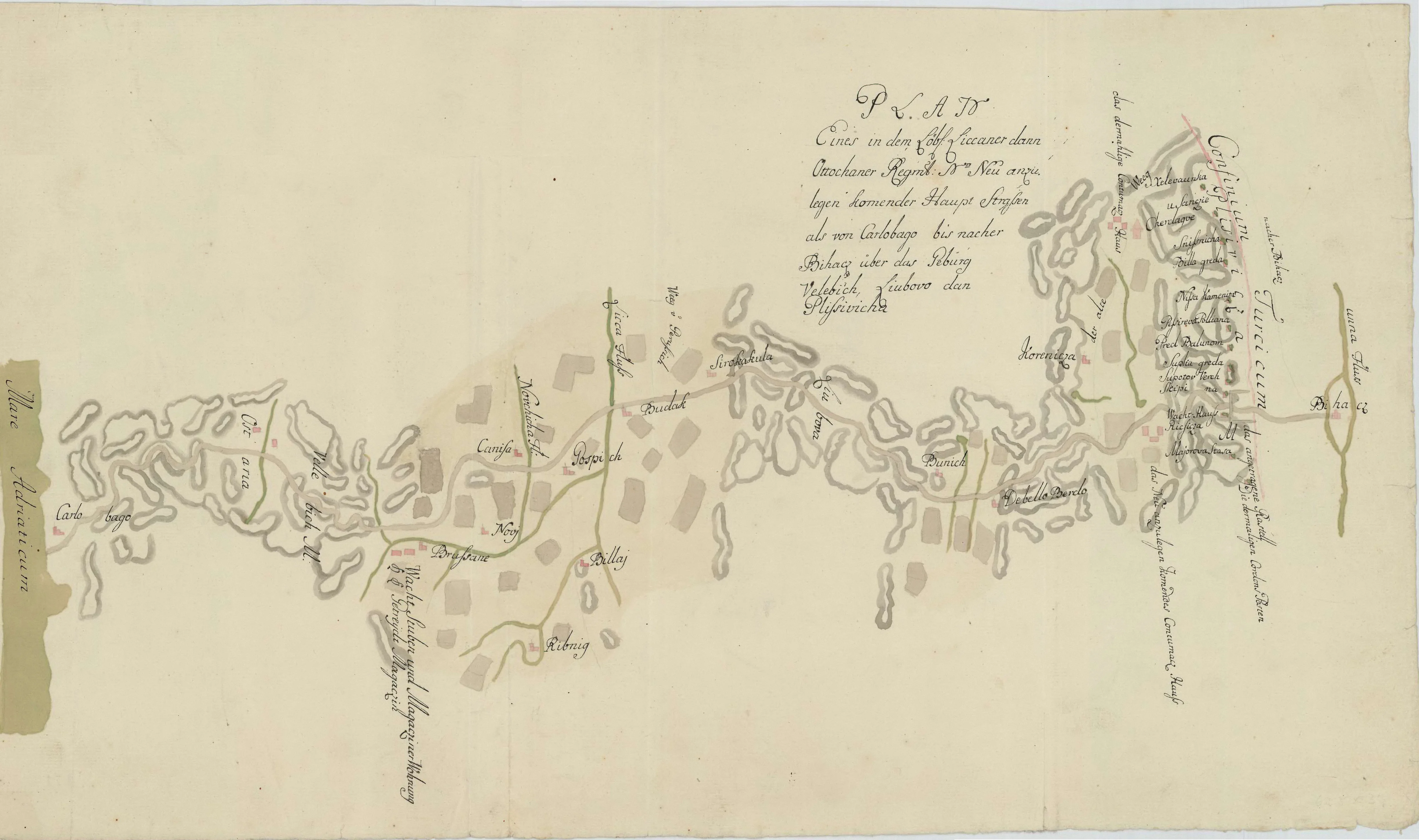 Plan of the main road from Karlobag to Bihac 1746