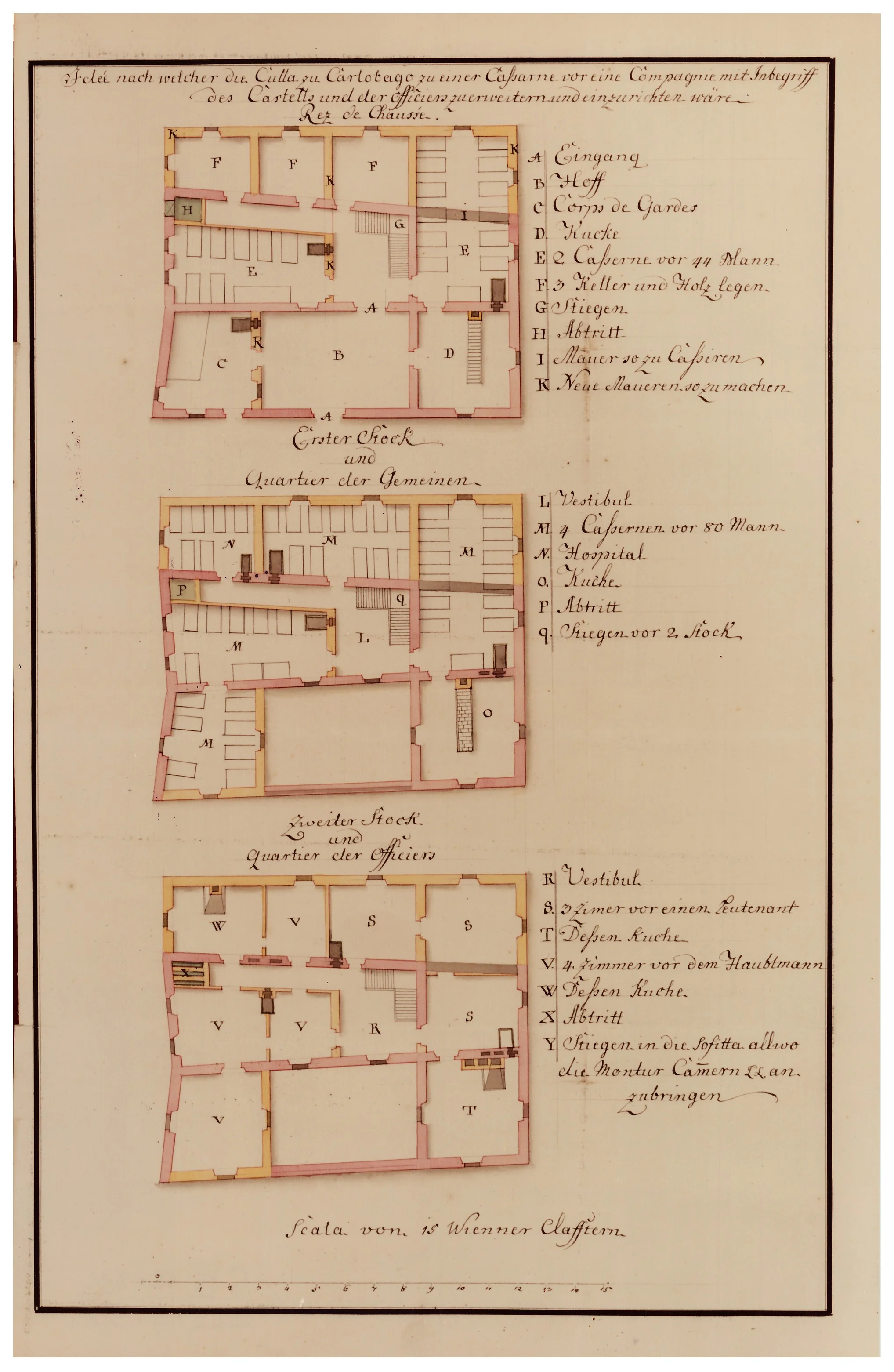 Nacrt prenamjene zgrade Culla u vojarnu 1759.