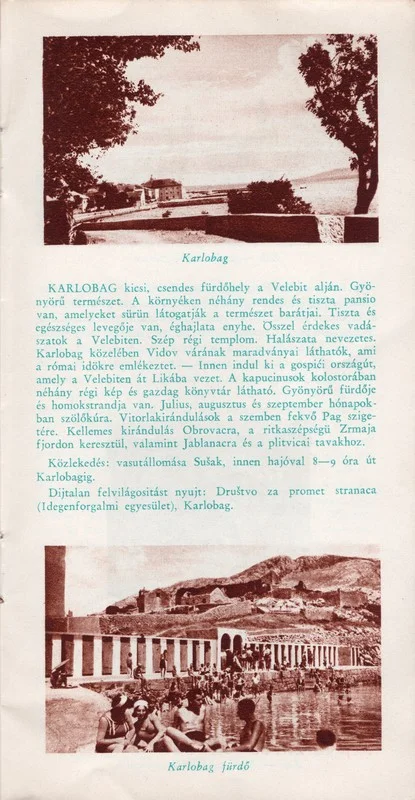 Hungarian brochure Karlobag 1935